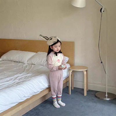 24男女童插肩袖秋衣秋裤纯棉儿童保暖睡衣套装宝宝无骨长袖长裤套