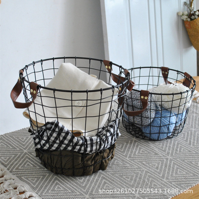 民宿脏衣服收纳筐铁艺复古黑色收纳篮美式风洗衣篮子玩具桶衣服篓,收纳整理,脏衣篮,淘宝优惠券,粉丝福利购,淘宝优惠卷
