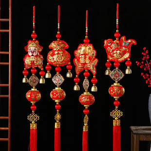 新春挂件福袋对鱼灯笼串过年新春装饰用品家庭挂饰