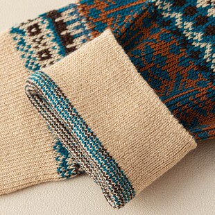 民族风袜子男款冬季加绒加厚保暖中筒复古长筒袜冬天男生超厚棉袜