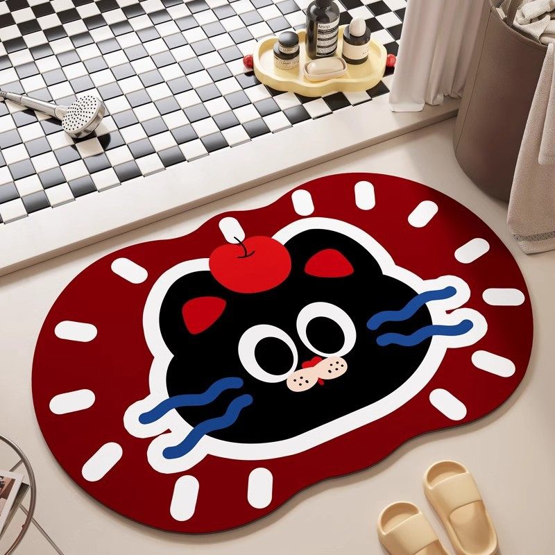 可爱波点狗狗硅藻泥浴室垫吸水防滑耐脏易打理厨房玄关防滑脚垫,居家布艺,家用脚垫,淘宝优惠券,粉丝福利购,淘宝优惠卷