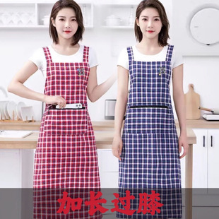 围裙加长过膝中长款背带加厚拉链口袋罩衣工作服家务防污透气