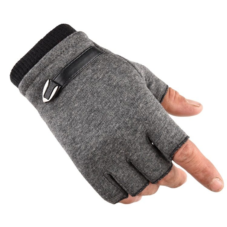 保暖半指手套不倒绒抓绒键盘开车骑行学生写作业运动防滑手套
