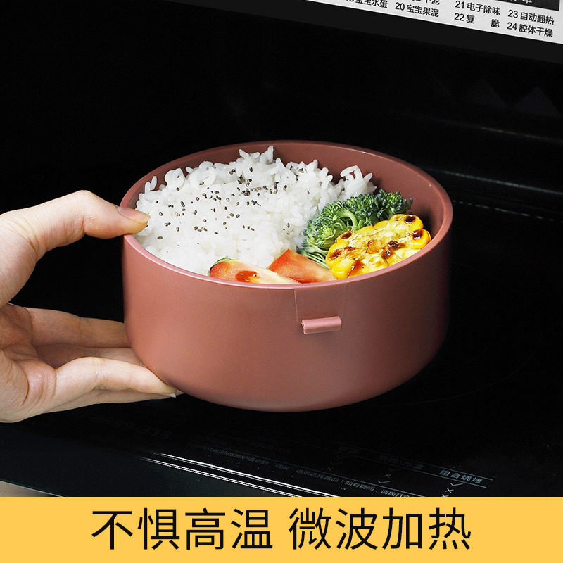 塑料餐具手提便当盒圆形双层饭盒上班族微波炉加热密封食品级
