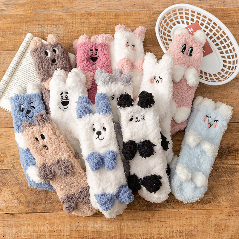 珊瑚绒袜子男女季亲子加绒加厚保暖宝宝居家睡眠成人袜地板袜