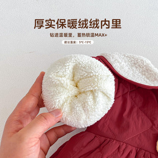 女童小猫拜年服小左小右冬季宝宝洋气中国风加厚棉服儿童过年外套