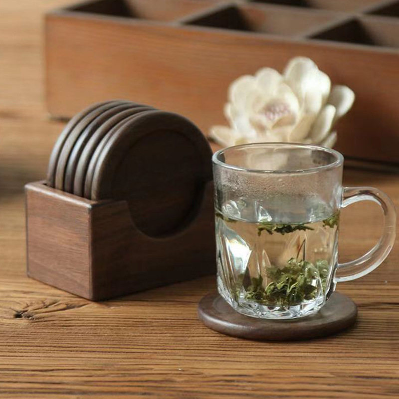 黑胡桃木质杯垫水杯咖啡杯垫 隔热垫 茶杯垫 木质杯垫