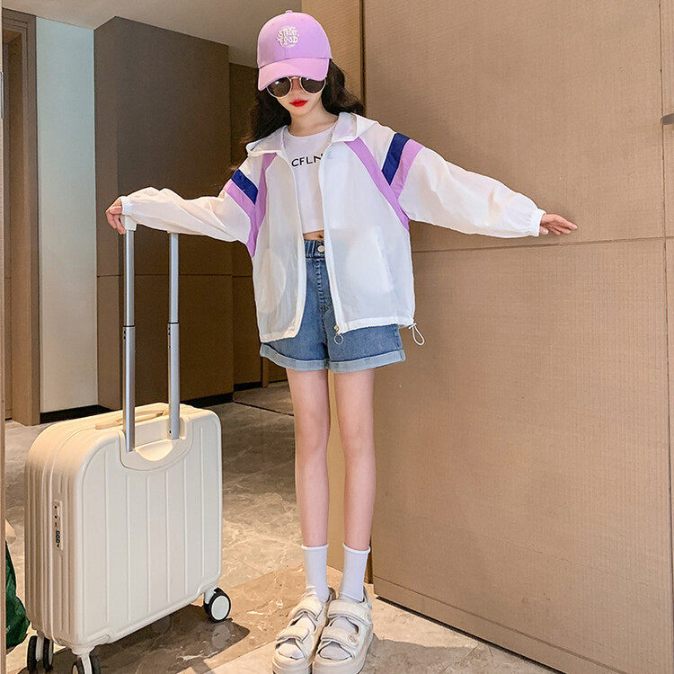 370女童夏季防晒衣薄款2025儿童空调衫女孩外套透气中大童防晒服