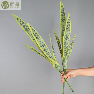 仿真虎皮兰黄边北欧热带植物龙舌兰多肉植物盆景假花仿真叶子剑兰