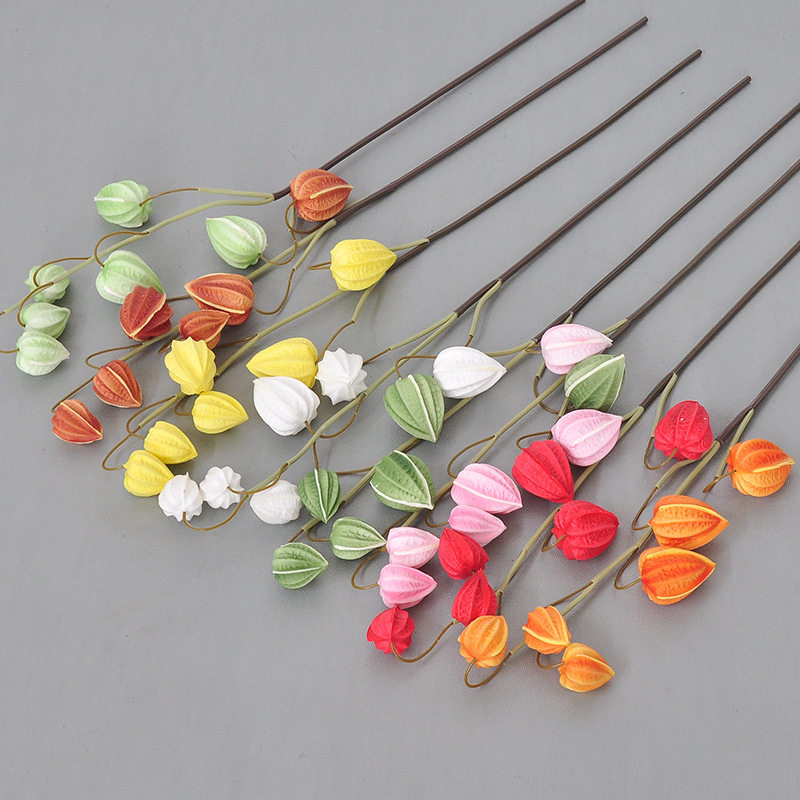 仿真PU灯笼果家居客厅婚庆婚礼红色喜庆装饰仿真花灯笼果假花果子