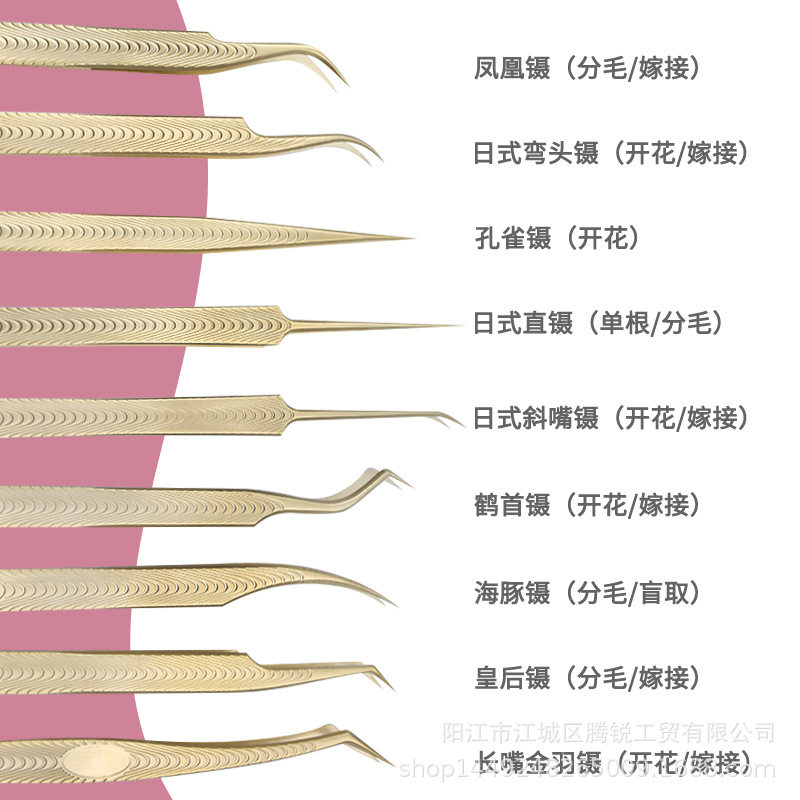 时尚美妆睫毛镊子美睫嫁接睫毛镊子分毛开花金羽海豚夹子全套工具