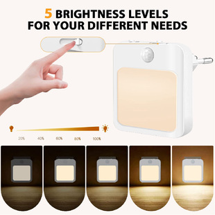 插电调光夜灯运动感应人体感应灯红外感应灯无极调光感应夜灯现货