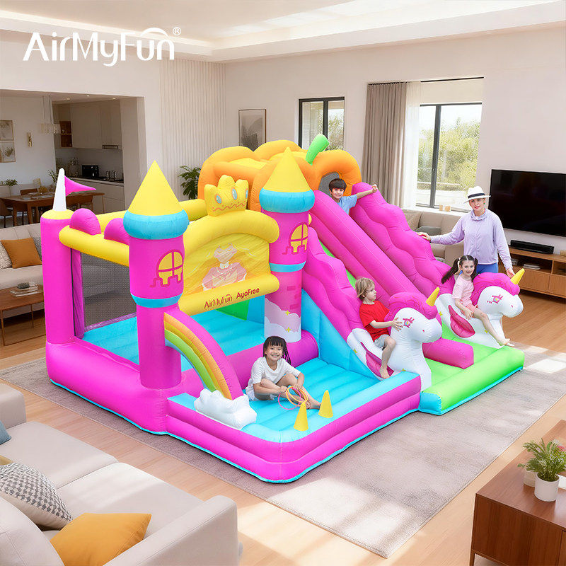 AirMyFun公主充气城堡室内小型家用蹦床宝宝游乐场滑梯跳床淘气堡