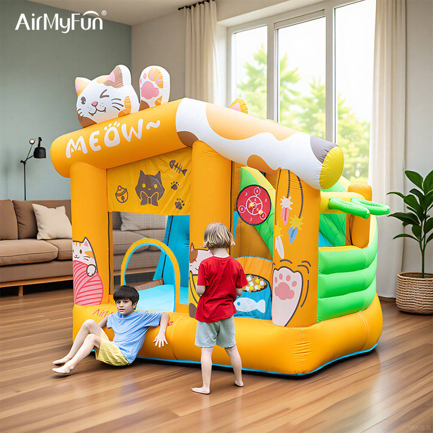 AirMyFun猫咪充气城堡家庭室内小型蹦蹦床家用户外大型滑梯淘气堡