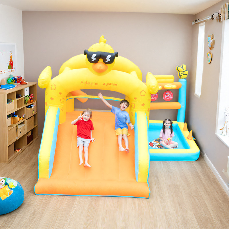 AirMyFun小黄鸭充气城堡小型家庭淘气堡蹦蹦床儿童家用室内带护网,玩具/童车/益智/积木/模型,蹦床,淘宝优惠券,粉丝福利购,淘宝优惠卷