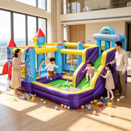 AirMyFun太空火箭充气城堡室内小型儿童家用蹦蹦床滑梯宝宝游乐场