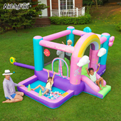 AirMyFun彩虹独角兽充气城堡蹦蹦床儿童室内小型家用滑滑梯玩具