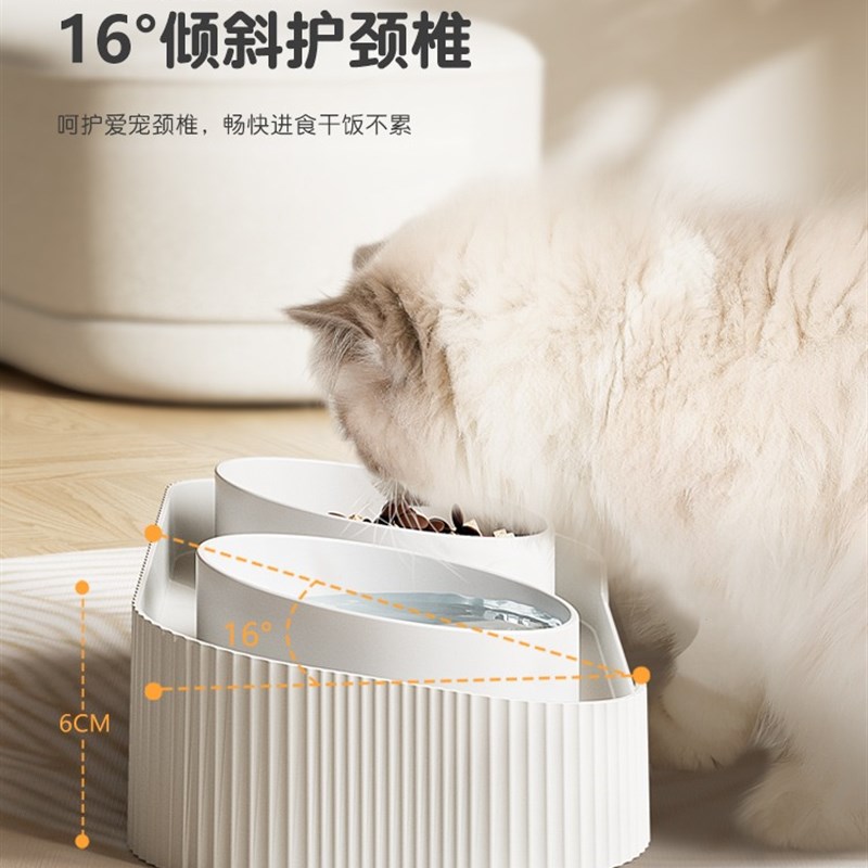 现货速发猫碗陶瓷双碗猫咪食盆狗碗碗喂食喝水大容量防打翻猫饭碗