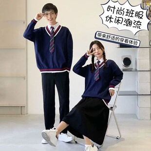 速发班服秋冬套装学生合唱演学服学高风毛衣初院中出生运动会班服