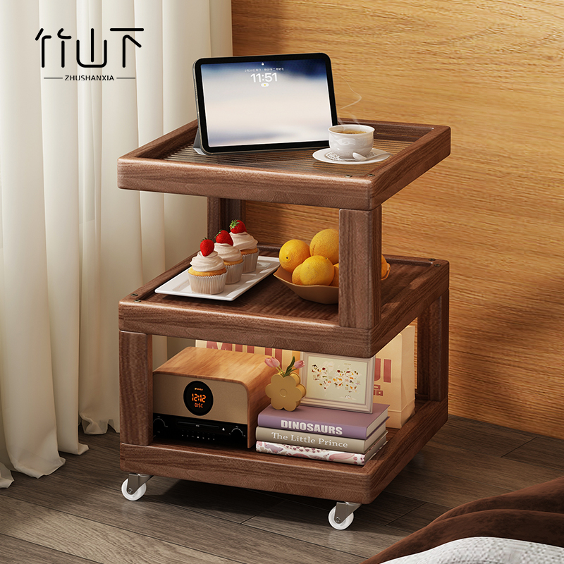 速发可移动茶几小推桌家用厅客沙发边柜边轮推车置物架多功能创意