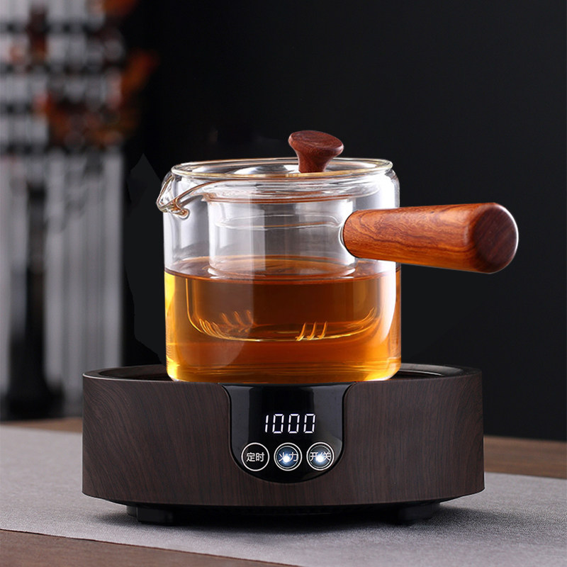孟瀚玻璃煮茶壶实木侧把壶办公室电陶炉煮茶器套装茶炉过滤泡茶壶