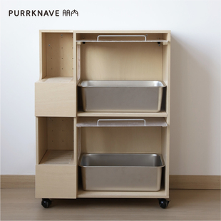 PurrKnave实木双层猫厕所猫砂盆双盆收纳柜超大号猫砂柜定制猫柜