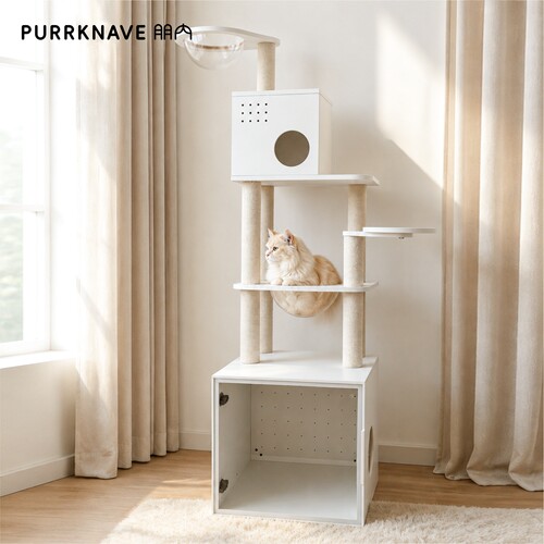 PurrKnave朋内实木多层板猫爬架猫窝一体全景猫屋家用新式猫架子