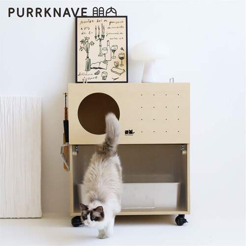 清仓特价 PurrKnave朋内猫砂柜防漏砂大号猫砂盆柜封闭防臭猫厕所
