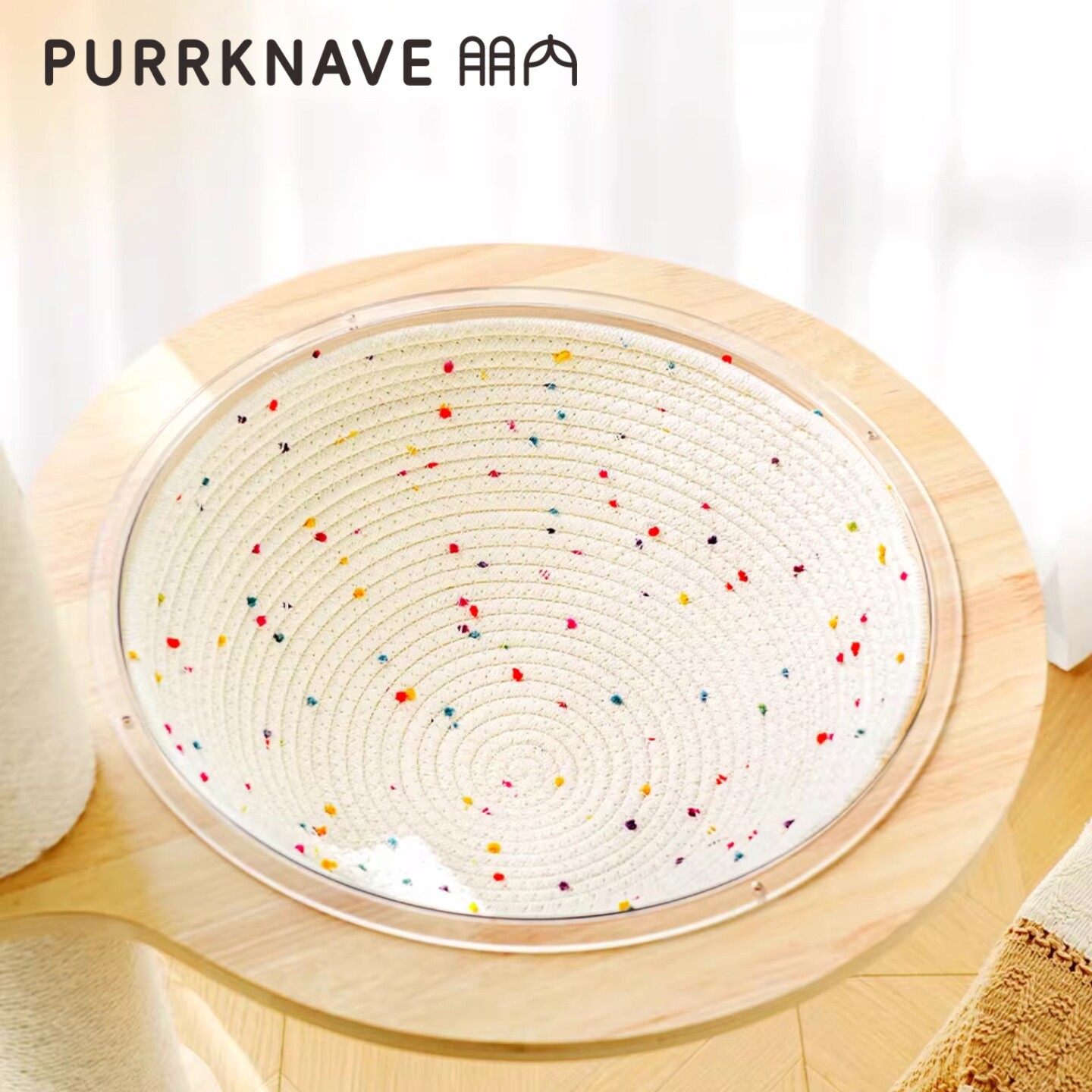 PurrKnave朋内太空舱猫窝垫子棉绳编织防滑猫咪猫爬架保暖半球窝图片