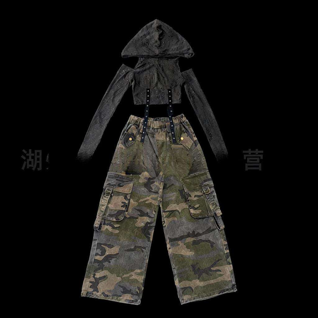 女童爵士舞服装废土风走秀演出服女孩潮酷时髦套装hiphop街舞童装