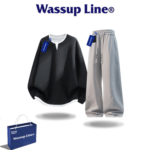 WASSUPLINE潮牌秋季假两件套装