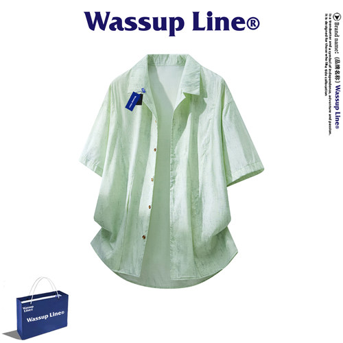 WASSUPLine潮牌休闲短袖衬衫男