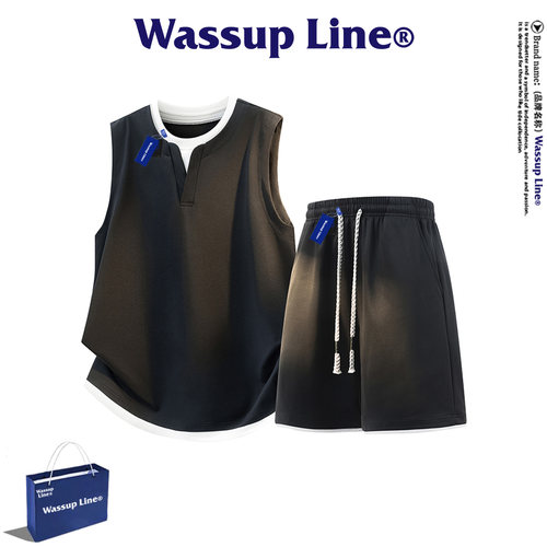 WASSUPLine潮牌时尚运动套装男