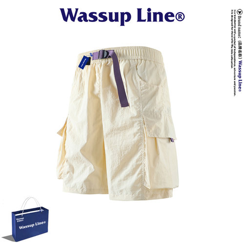 WASSUPLine潮牌宽松五分裤男