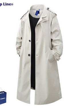 WASSUP Line潮牌美式复古风衣男士中长款春秋季宽松百搭大衣外套