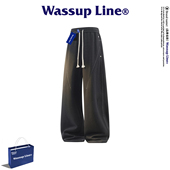 Line潮牌美式 慵懒风休闲裤 男春秋季 WASSUP 宽松直筒系绳百搭长裤
