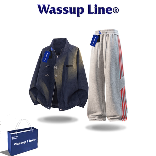 WASSUPLINE潮牌复古男夹克套装
