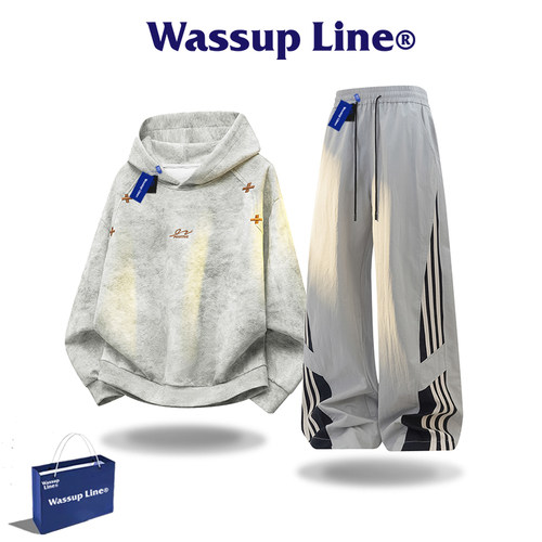 WassupLine潮牌秋连帽卫衣套装