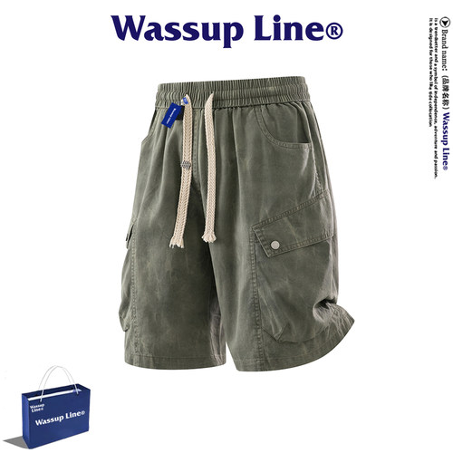 WASSUPLine潮牌休闲五分裤男