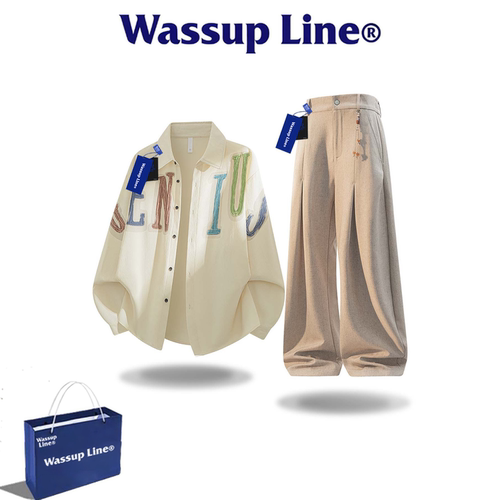 WASSUPLINE潮牌秋印花西裤套装
