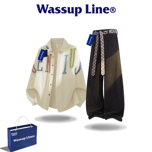 WASSUPLINE潮牌字母印花两件套