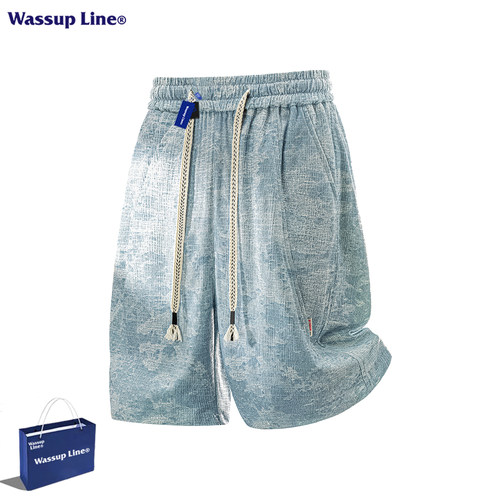 WASSUPLINE扎染凉感五分短裤