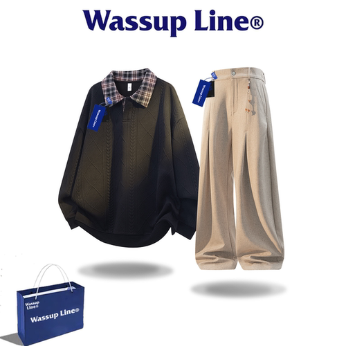 WASSUPLINE男士假两件休闲套装