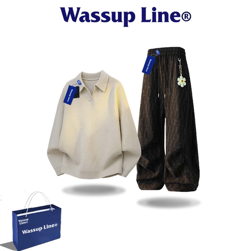 WASSUPLine潮牌秋男针织两件套