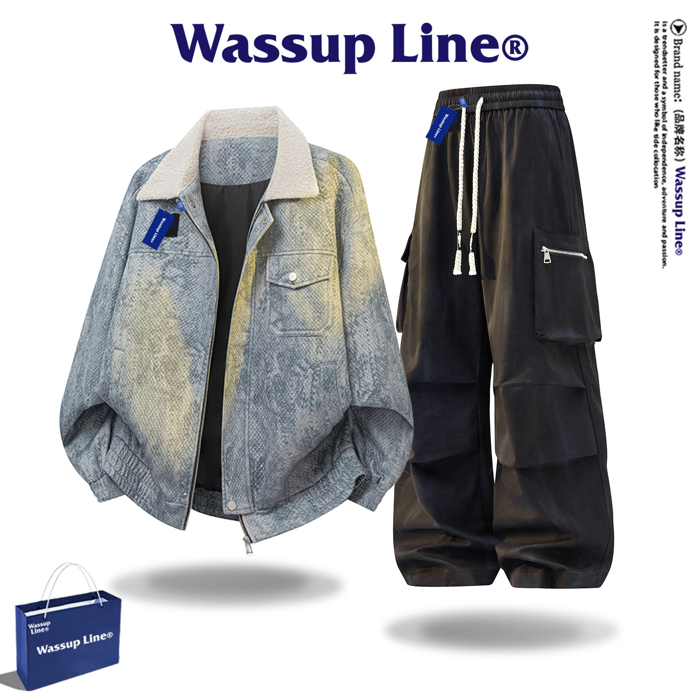 WASSUPLINE美式复古毛领夹克