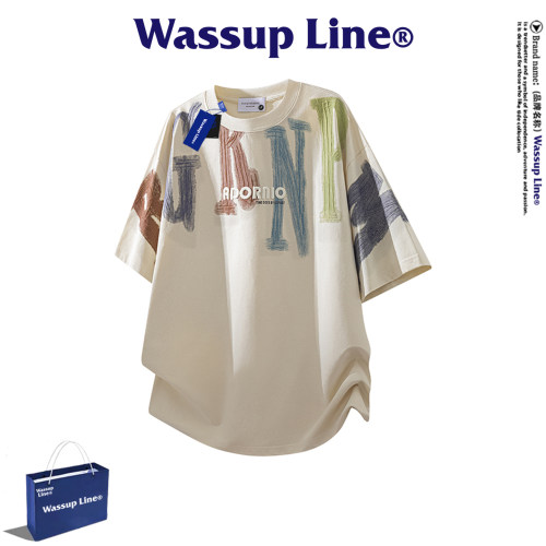 WASSUPLINE涂鸦宽松短袖T恤