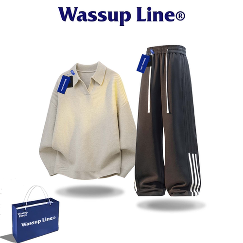 WASSUPLINE潮牌秋季男针织套装