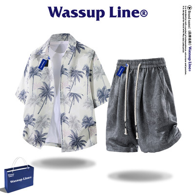 WASSUPLINE夏威夷衬衫套装男