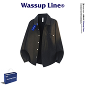 WASSUP 衬衣外套 松休闲长袖 Line潮牌复古风翻领衬衫 男春秋宽季