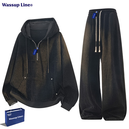 WASSUPLINE男士华夫格卫衣套装
